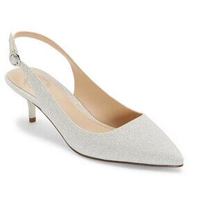 NiB I. Miller Women's Round Toe Kitten Heel Pumps Silver Size 5 M $90 RY1305